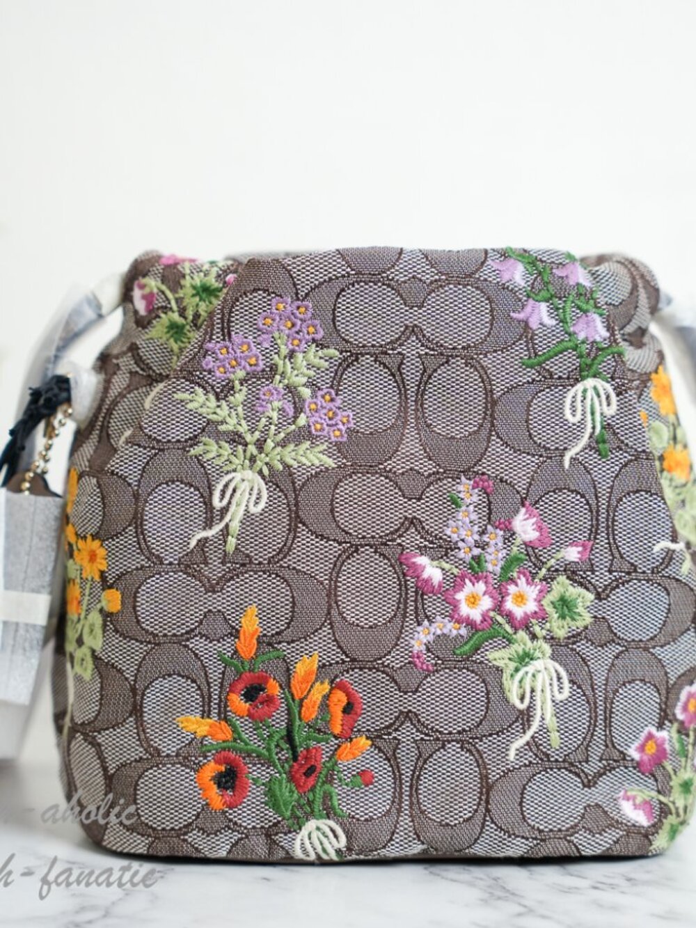 COACH CDZ94 Faye Mini Drawstring Bag Signature Jacquard Floral Embroidery NWT - Picture 9 of 16